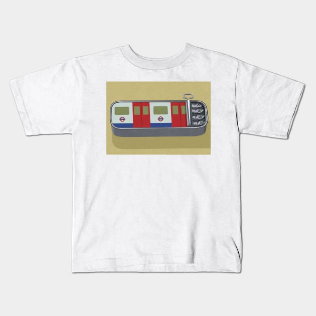 Sardines Train Kids T-Shirt by John Holcroft